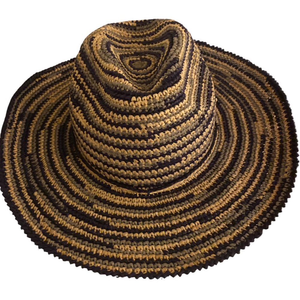 Mar y Sol Handmade Tan and Black Straw  Hat-OSFM made in Madagascar